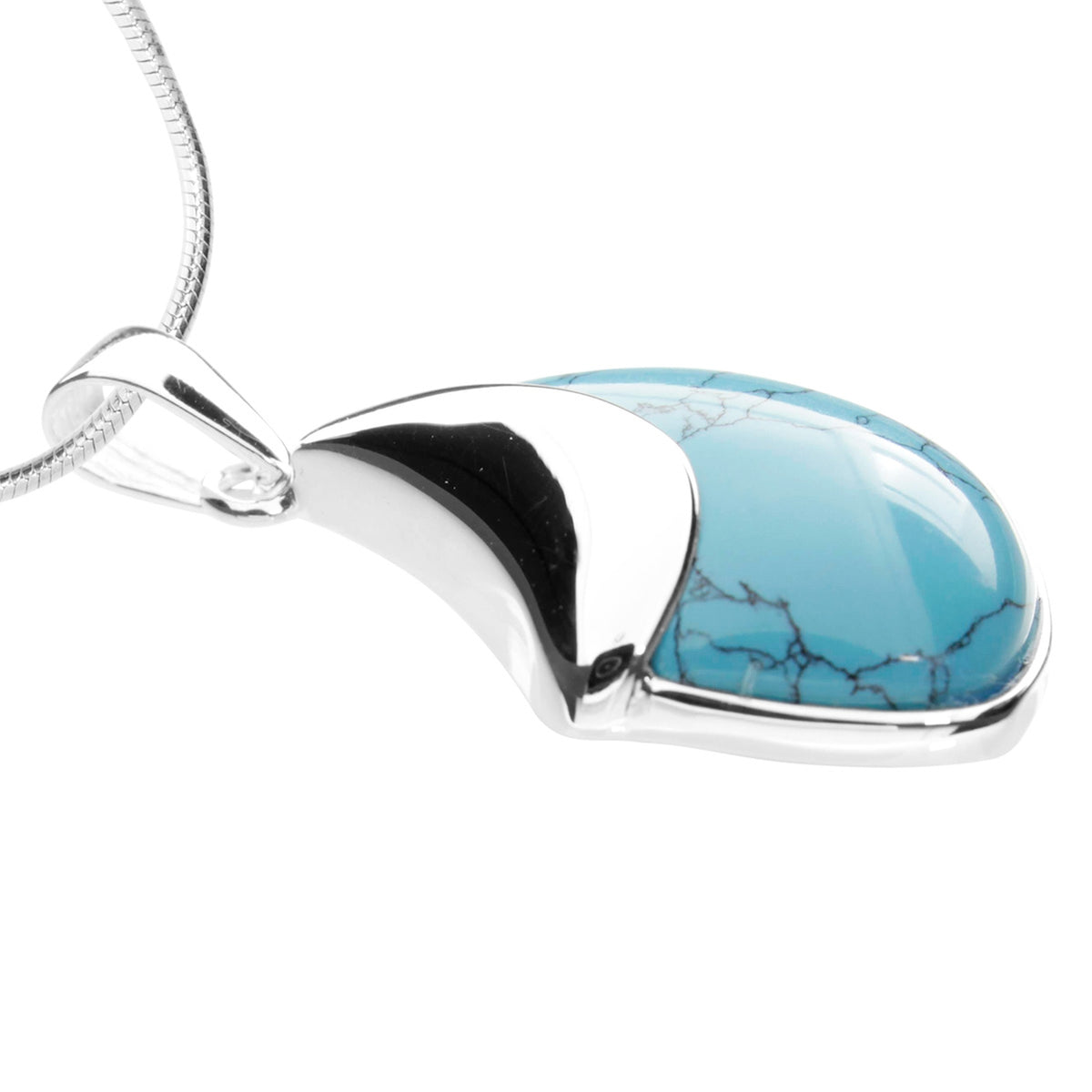Kette mit Anhänger, Silber 925/000, 45 cm, rek. Türkis