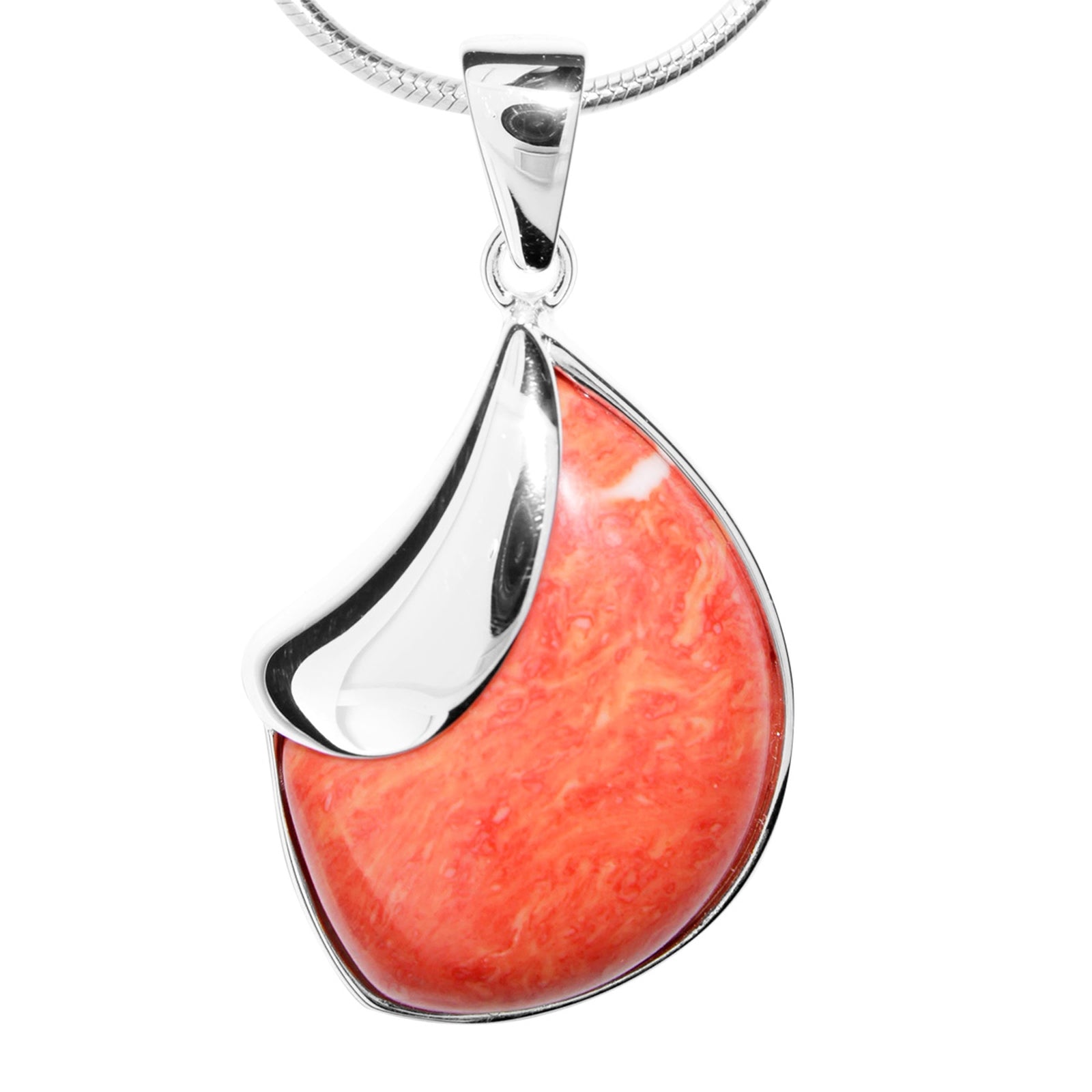 Kette mit Anhänger, Silber 925/000, 45 cm, rek. Koralle