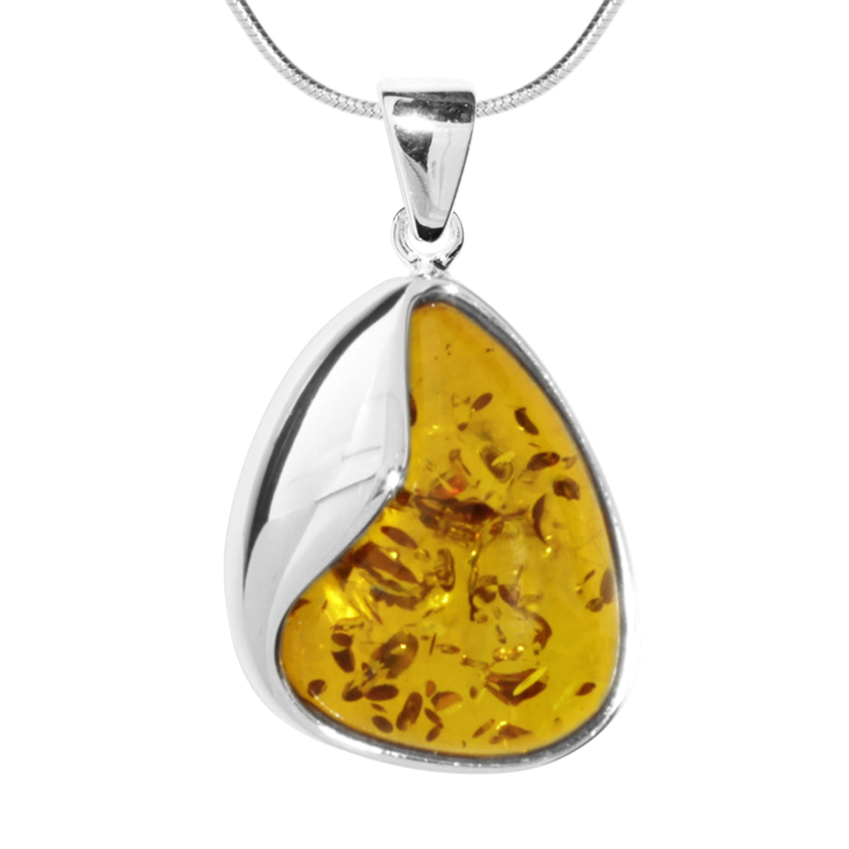 Kette mit Anhänger, Silber 925/000, Bernstein -Länge wählbar-