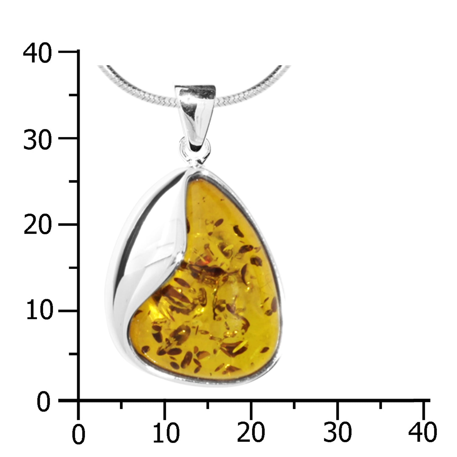 Kette mit Anhänger, Silber 925/000, Bernstein -Länge wählbar-