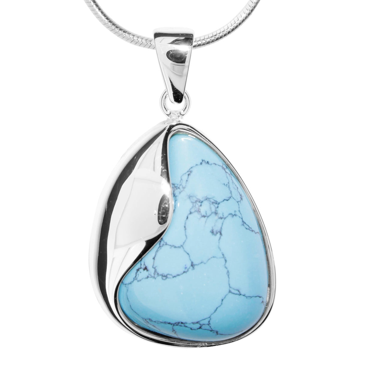 Kette mit Anhänger, Silber 925/000, 45 cm, rek. Türkis