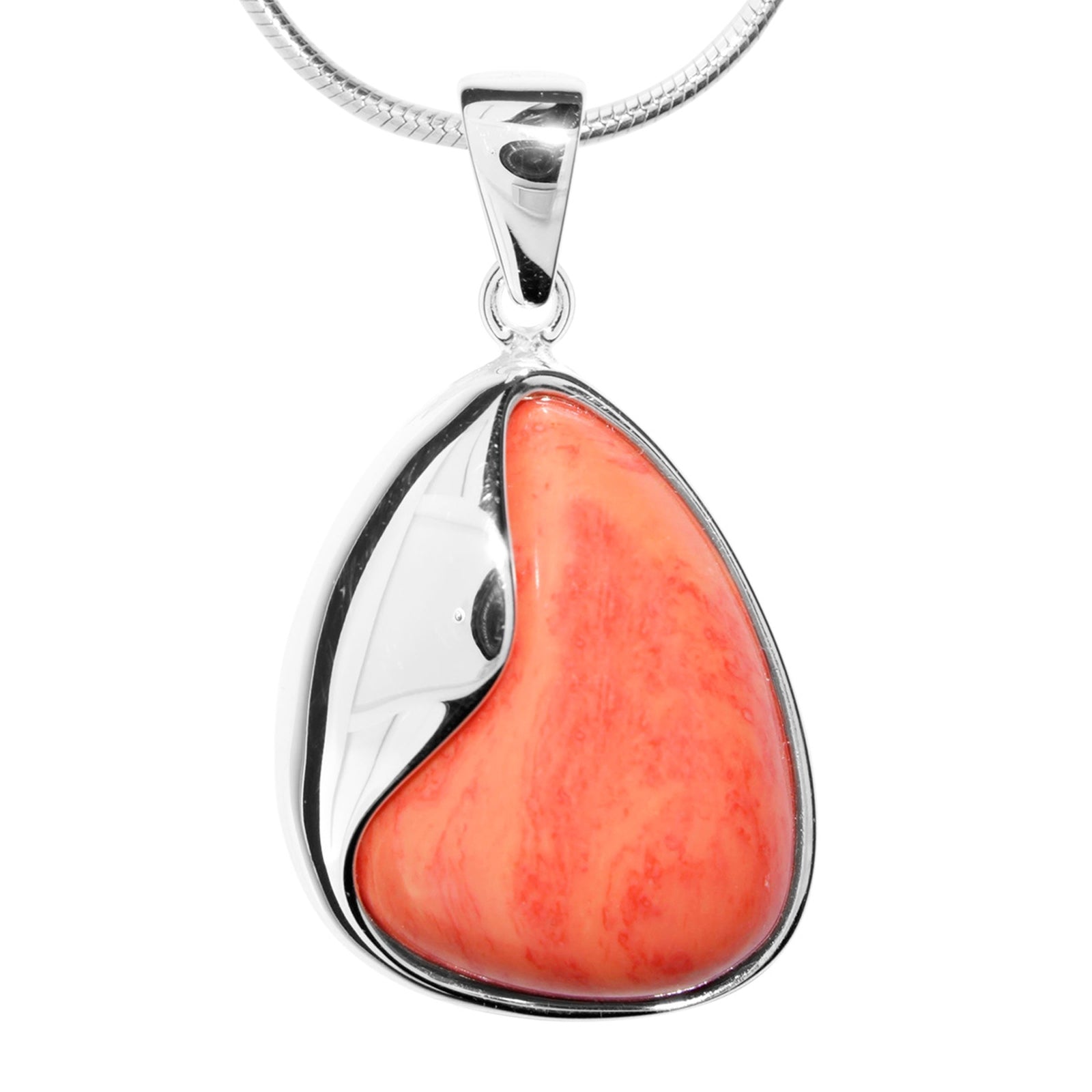 Kette mit Anhänger, Silber 925/000, 45 cm, rek. Koralle