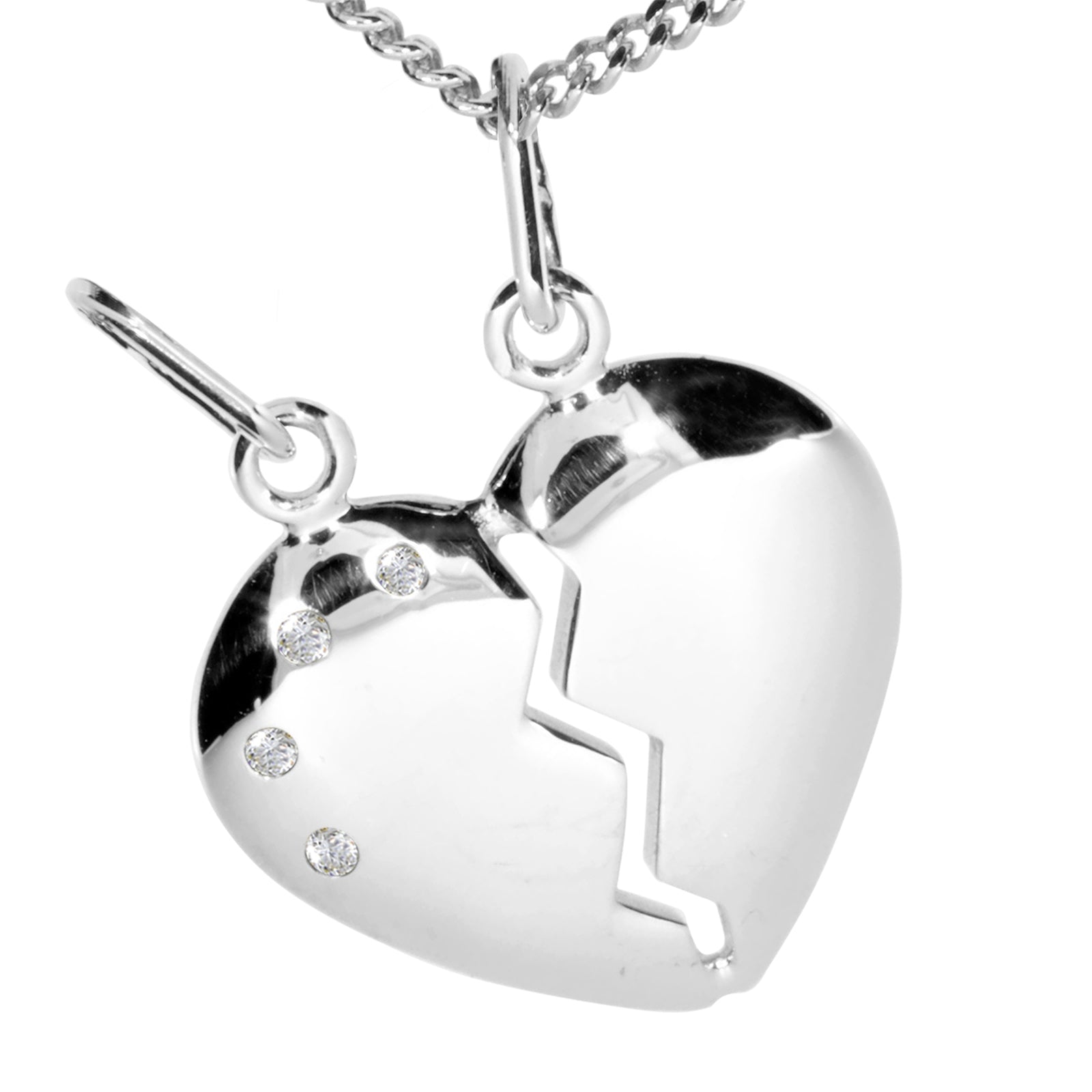 Kette mit Anhänger Silber 925/000, Herz, Zirkonia, 42 oder 45 cm