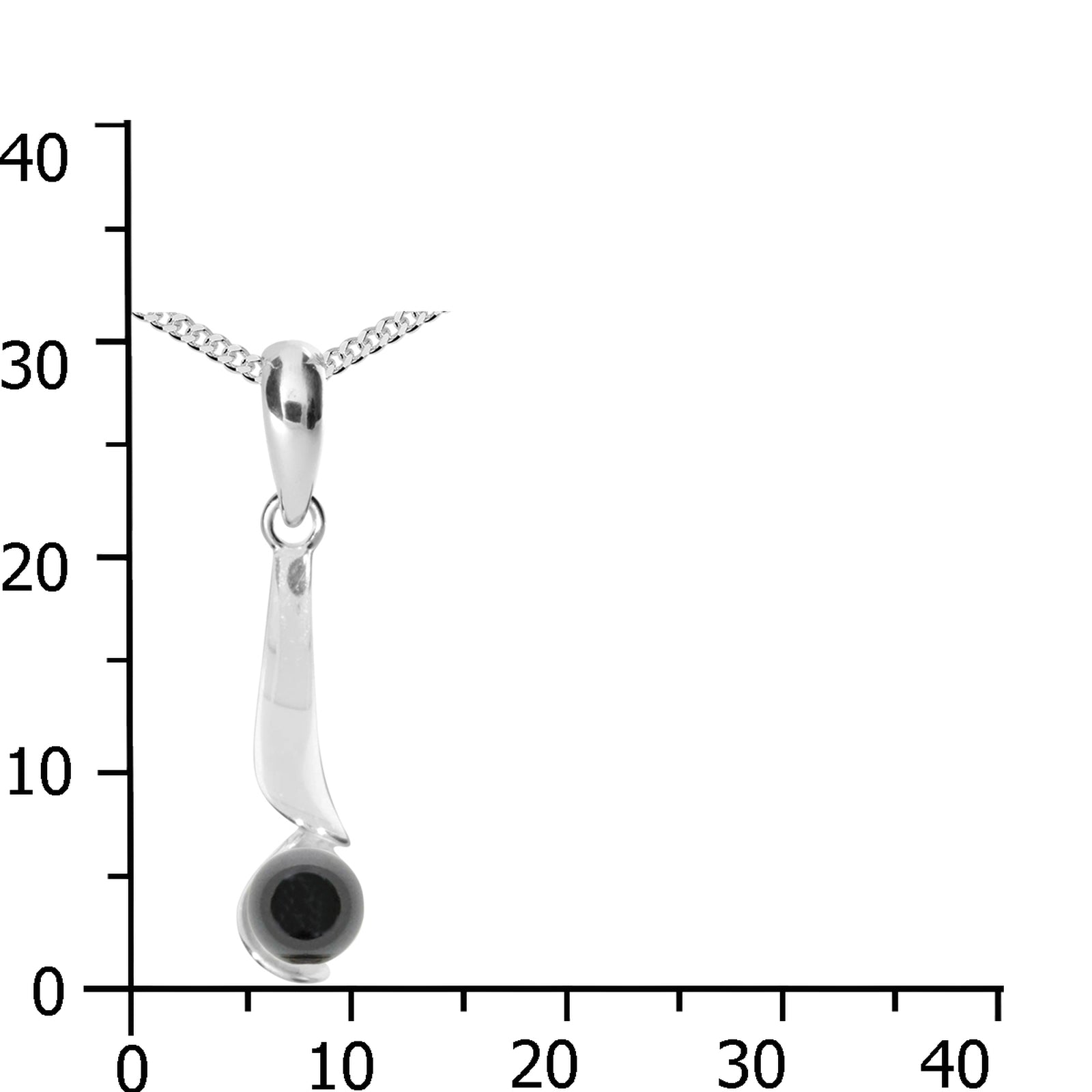 Kette mit Anhänger Silber 925/000, 45 cm, Hämatit