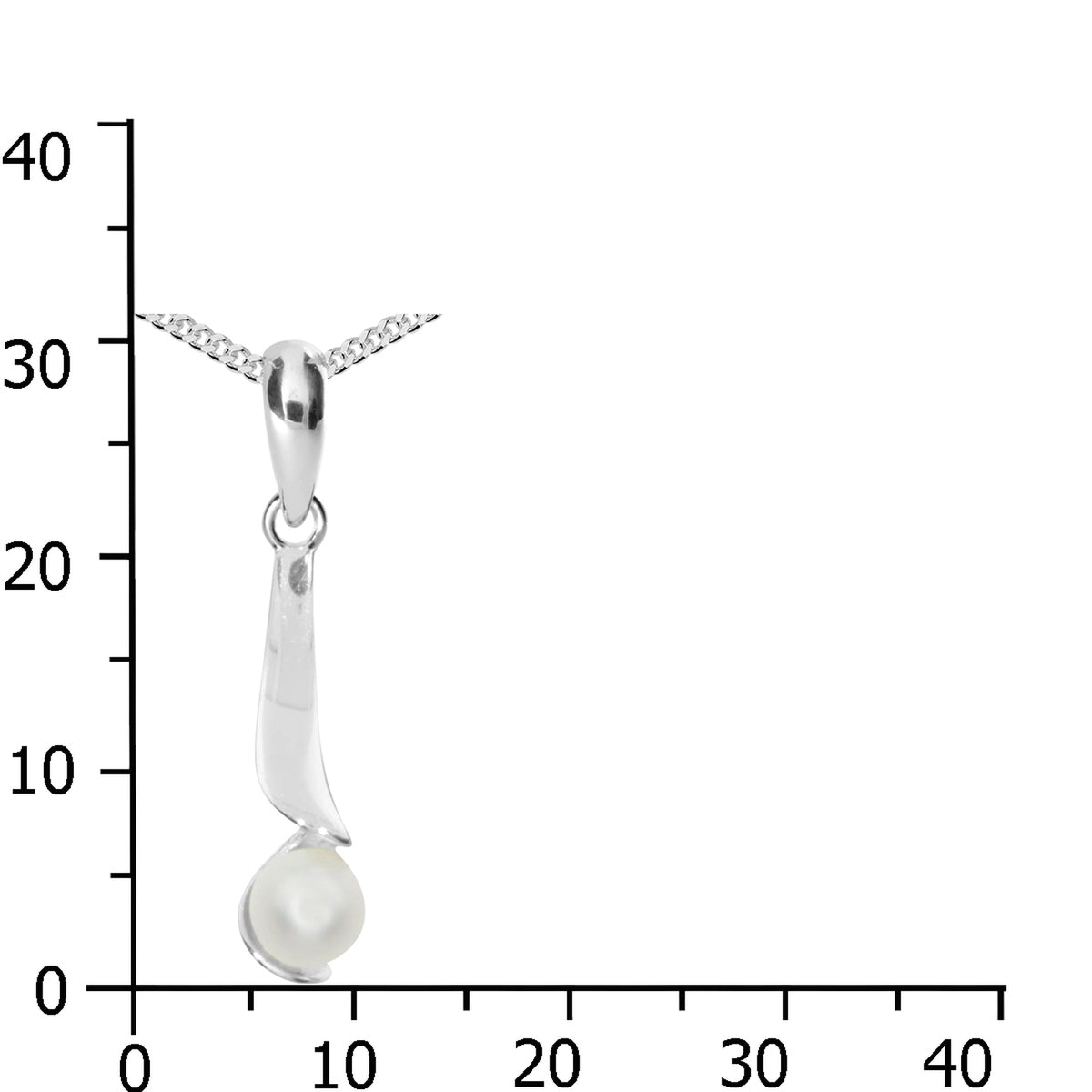 Kette mit Anhänger Silber 925/000, 45 cm, Zuchtperle