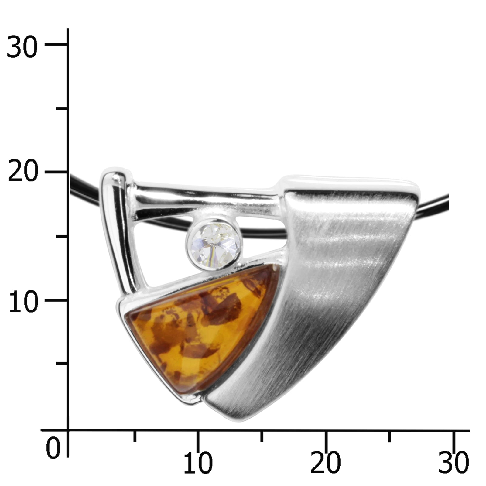 Nyloncollier 3/42 - 46 cm, Silber 925/000, Bernstein/ Zirkonia