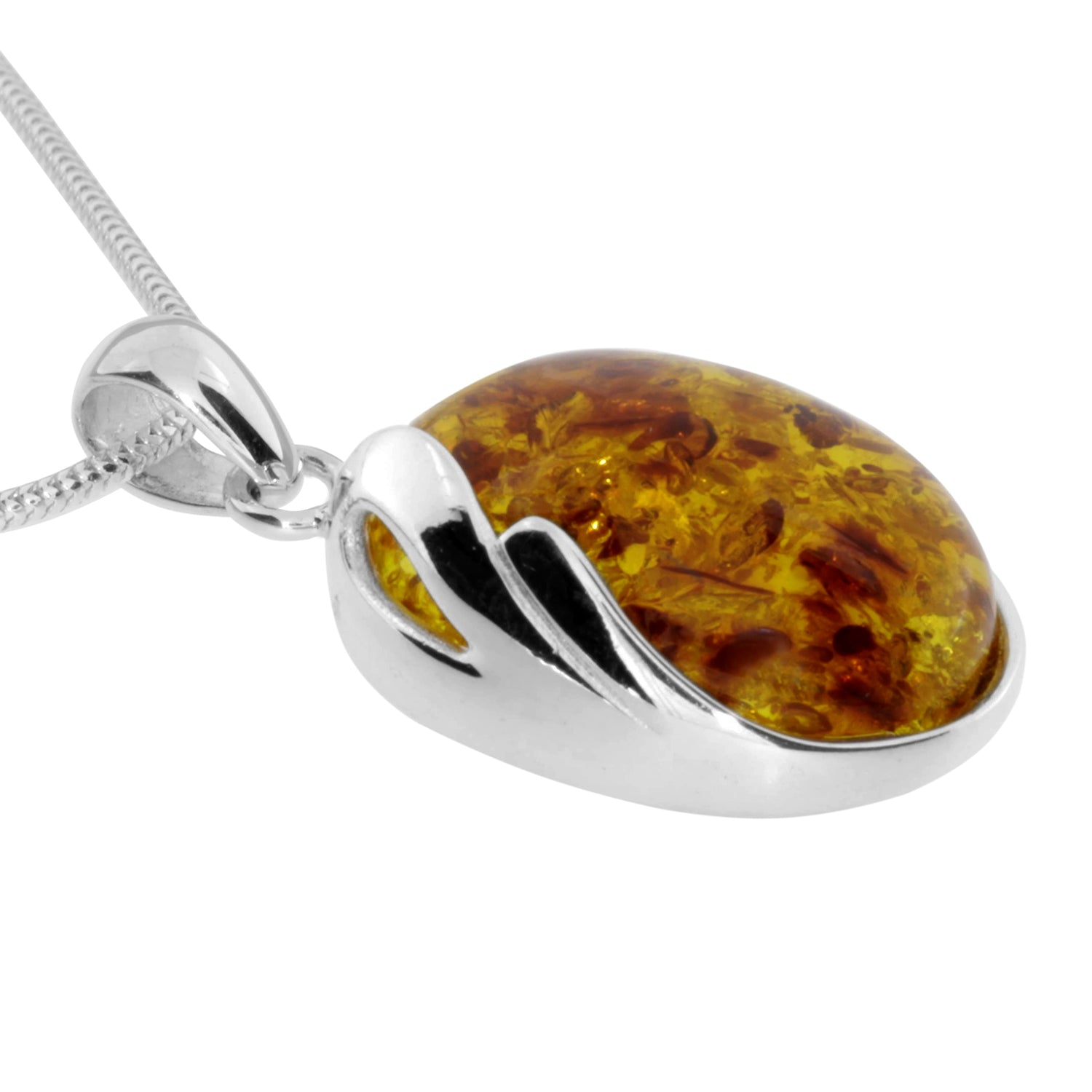 Kette mit Anhänger Silber 925/000, 42 cm, Bernstein