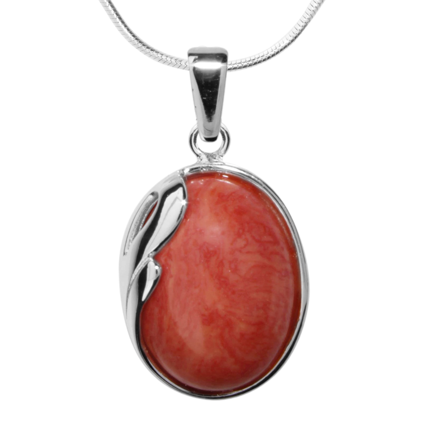 Kette mit Anhänger, Silber 925/000, 45 cm, rek. Koralle