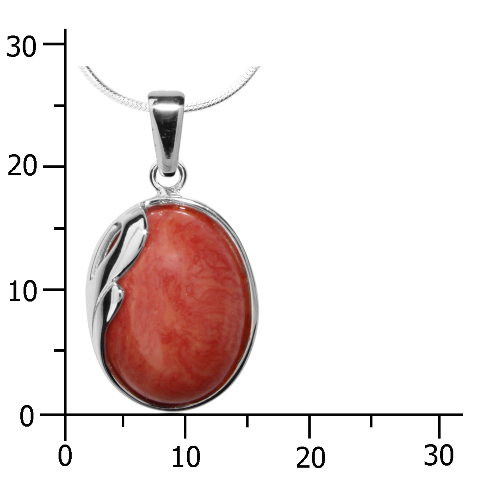 Kette mit Anhänger, Silber 925/000, 45 cm, rek. Koralle