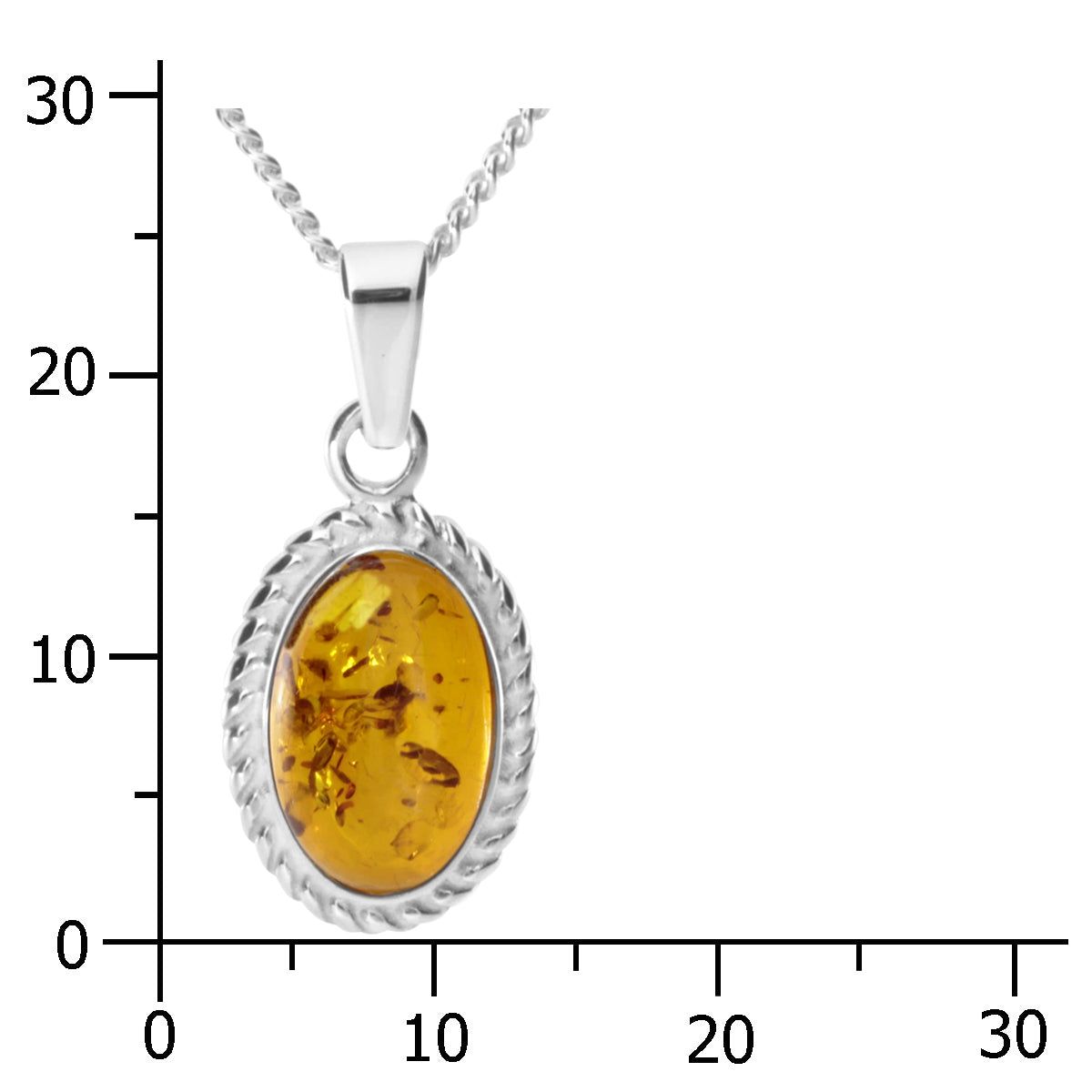 Kette mit Anhänger Silber 925/000, 45 cm, Bernstein