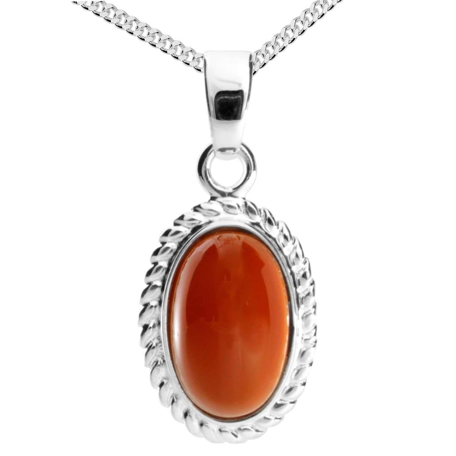 Kette mit Anhänger Silber 925/000, 42 cm, Karneol