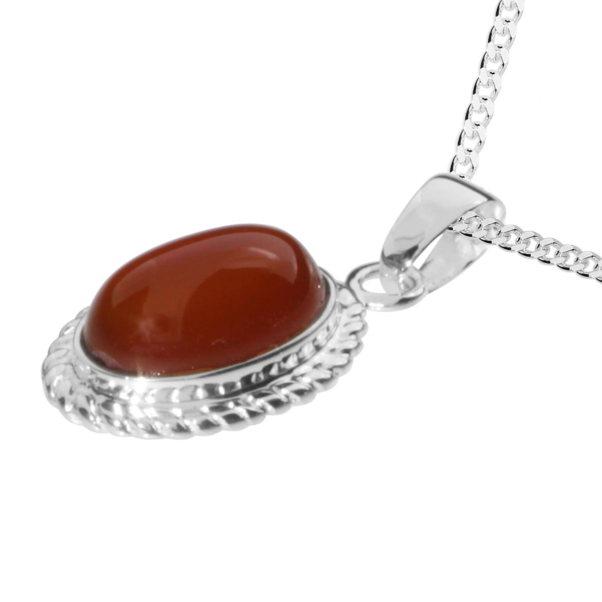 Kette mit Anhänger Silber 925/000, 42 cm, Karneol