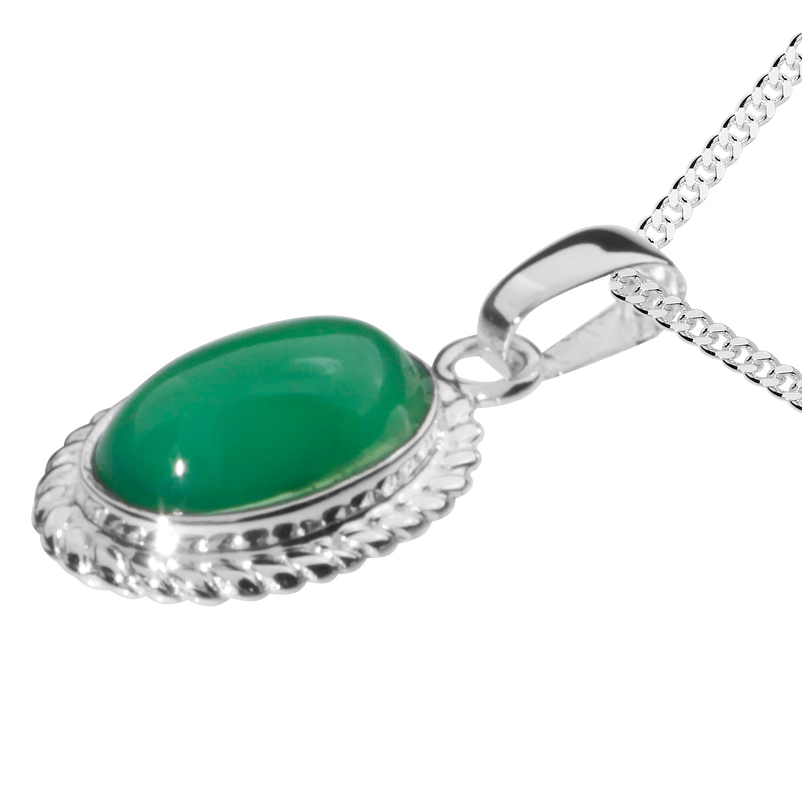 Kette mit Anhänger Silber 925/000, 42 cm, Grünachat