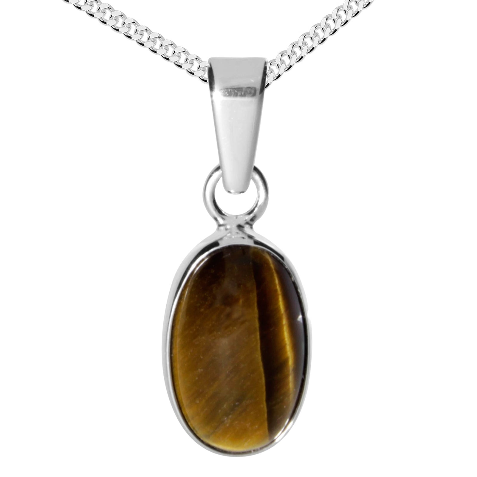 Kette mit Anhänger. Silber 925/000, 42 cm oder 45 cm, Tigerauge