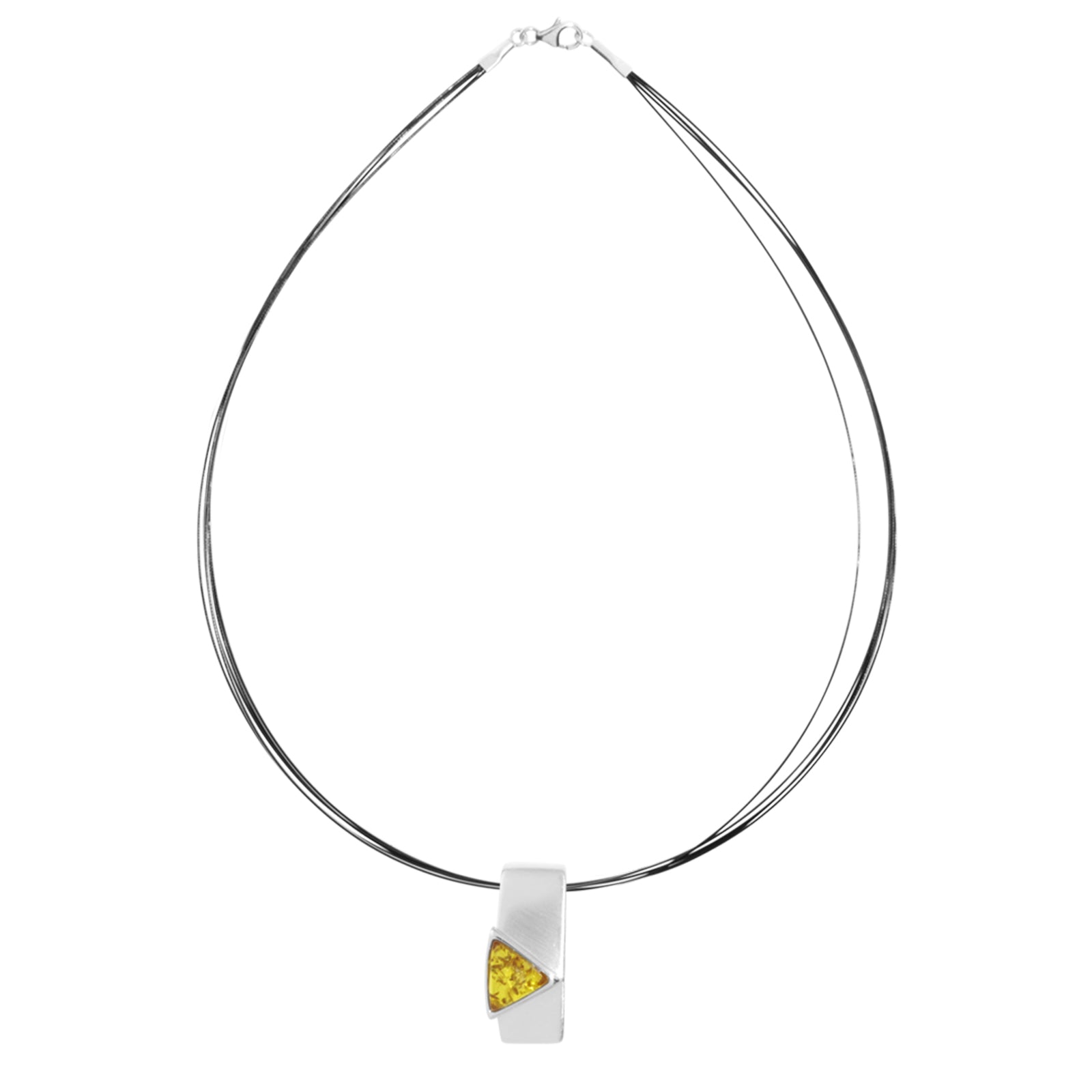 Nyloncollier 5/42 - 46 cm, Silber 925/000, Bernstein