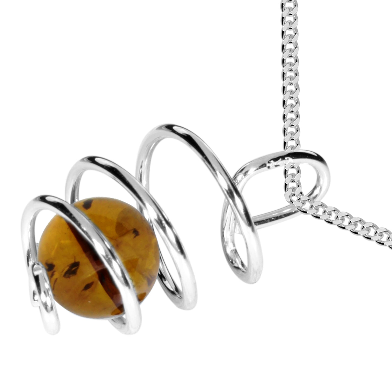 Kette mit Anhänger Silber 925/000,  Bernstein -Länge wählbar-
