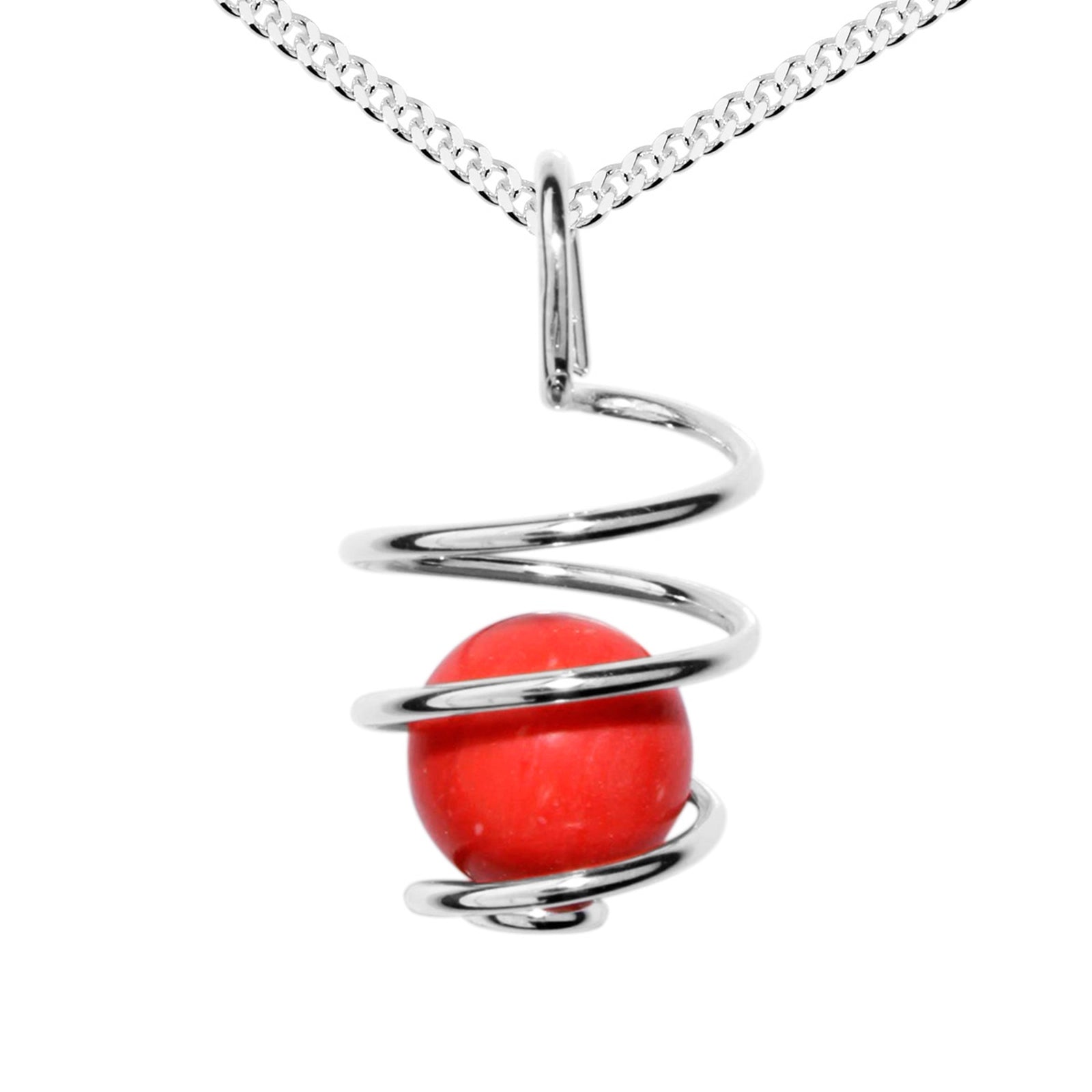 Kette mit Anhänger Silber 925/000, 45 cm, rek. Koralle
