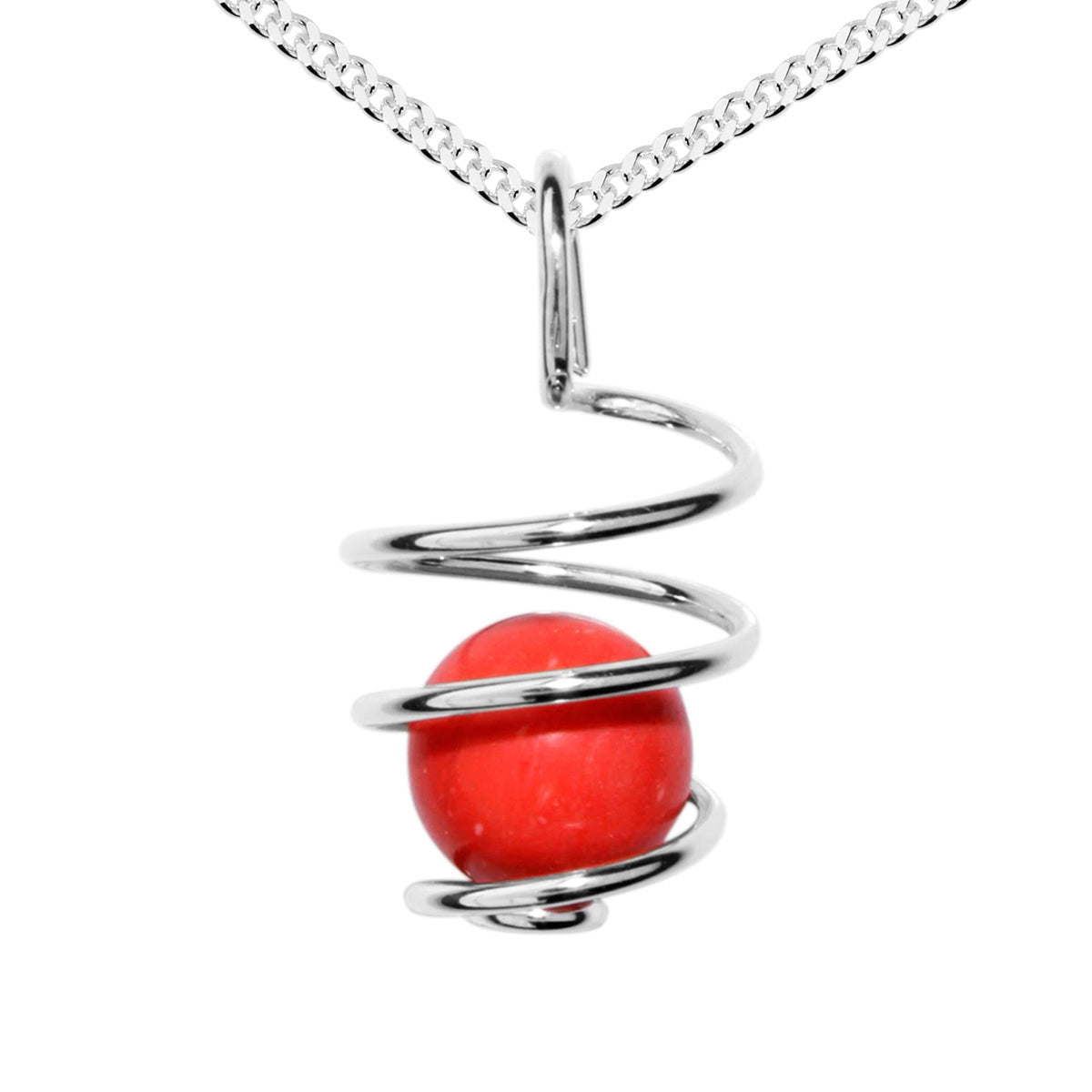 Kette mit Anhänger Silber 925/000, 45 cm, rek. Koralle