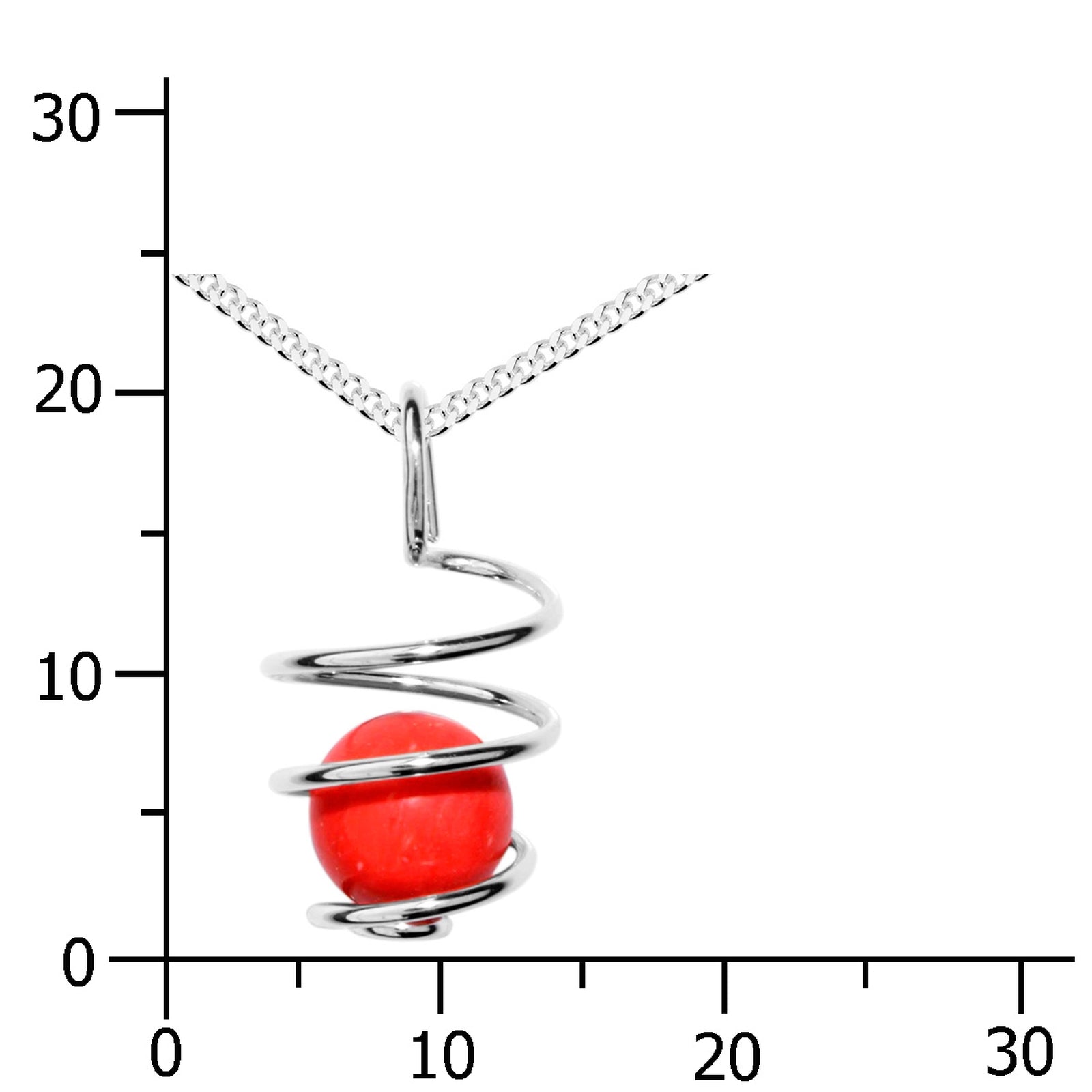 Kette mit Anhänger Silber 925/000, 45 cm, rek. Koralle