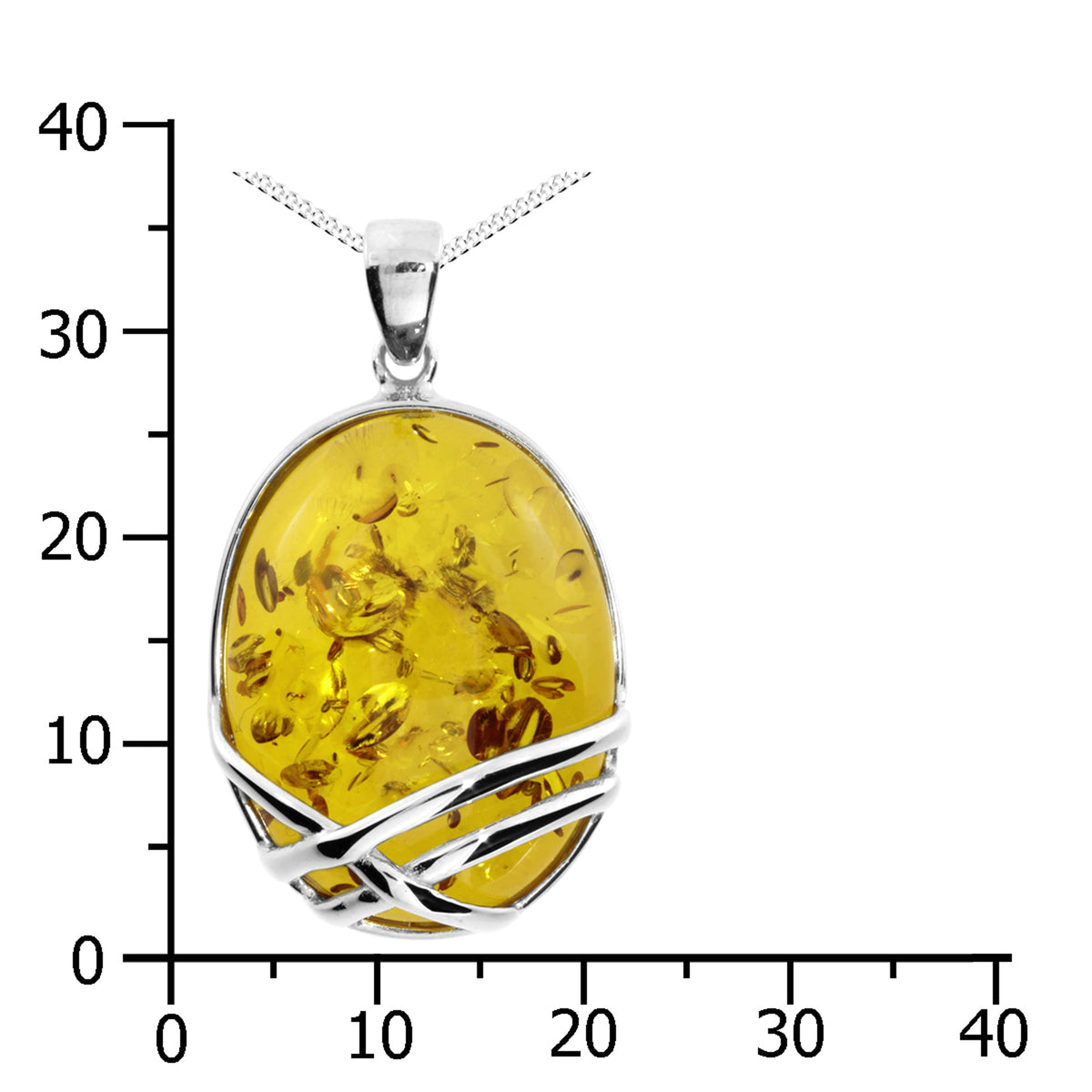 Kette mit Anhänger Silber 925/000, 45 cm, Bernstein