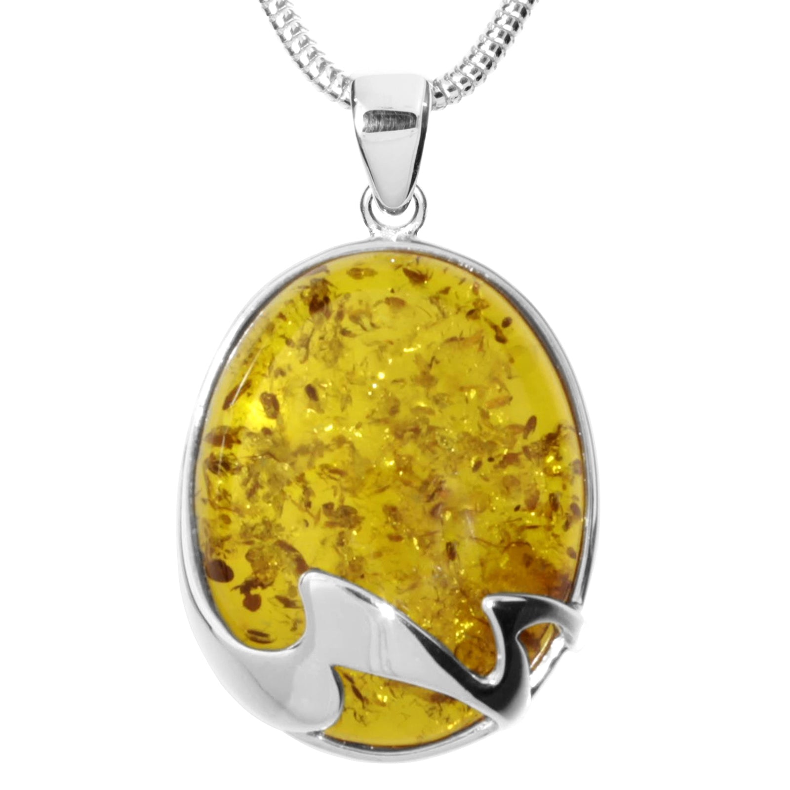 Kette mit Anhänger Silber 925/000, 45 cm, Bernstein