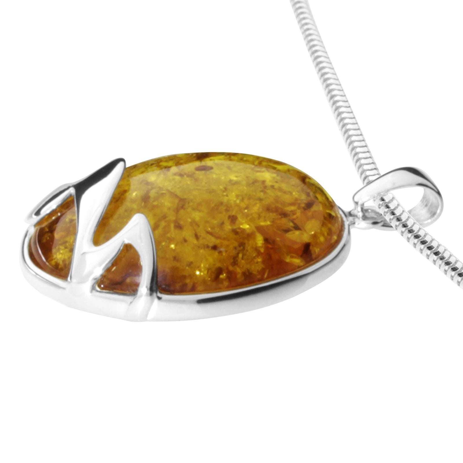 Kette mit Anhänger Silber 925/000, 45 cm, Bernstein