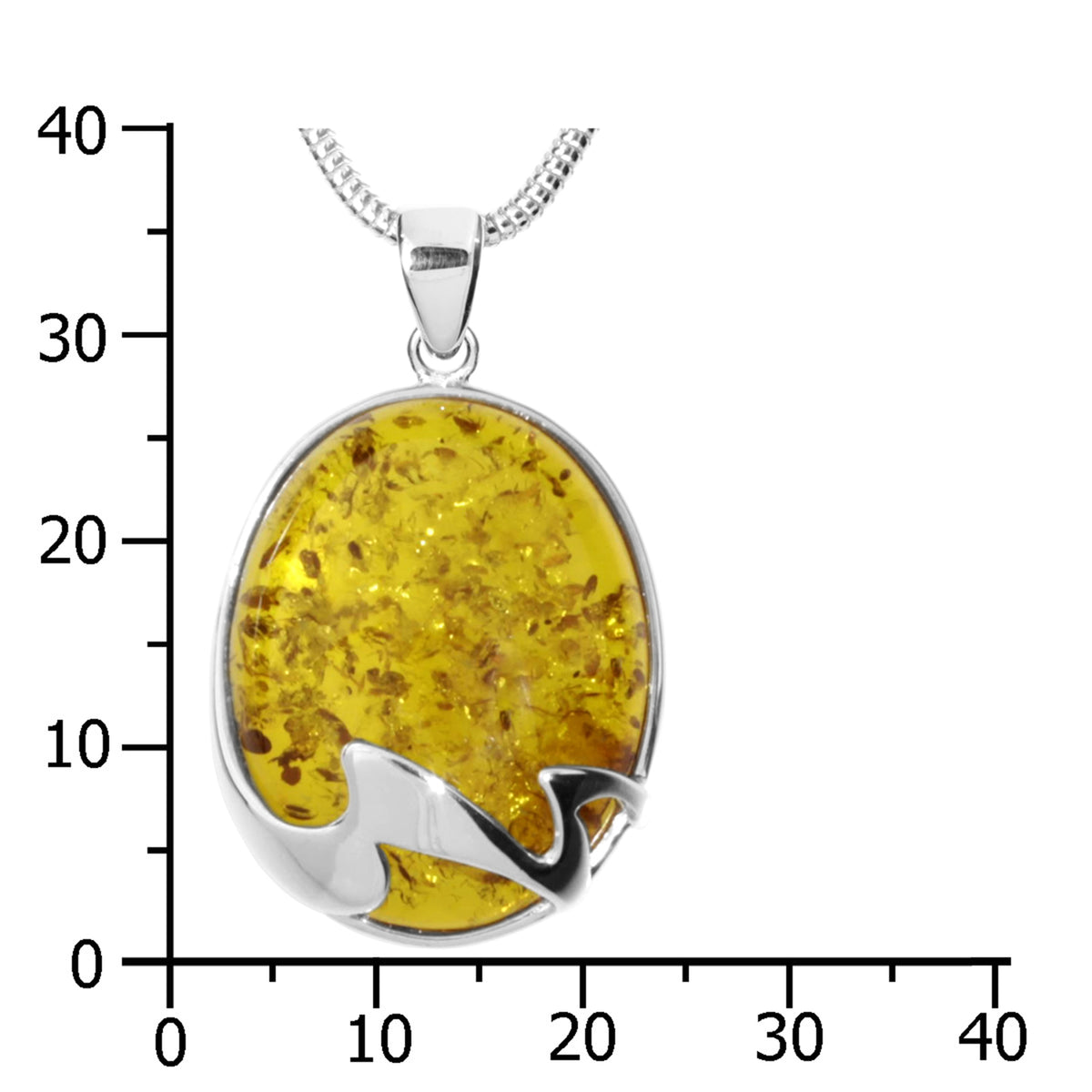 Kette mit Anhänger Silber 925/000, 45 cm, Bernstein