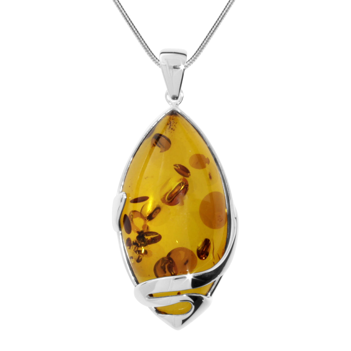 Kette mit Anhänger Silber 925/000, 50 cm, Bernstein