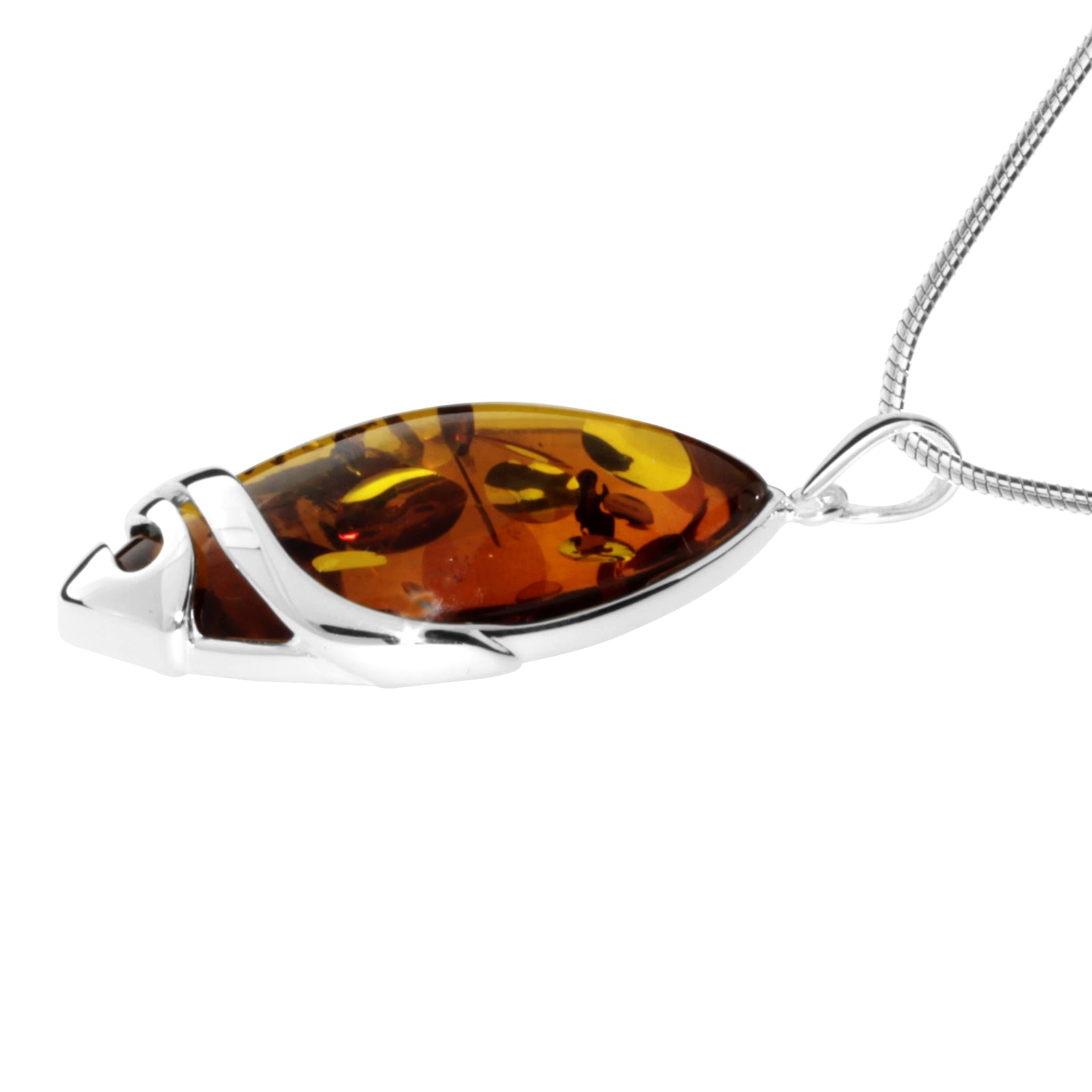 Kette mit Anhänger Silber 925/000, 50 cm, Bernstein
