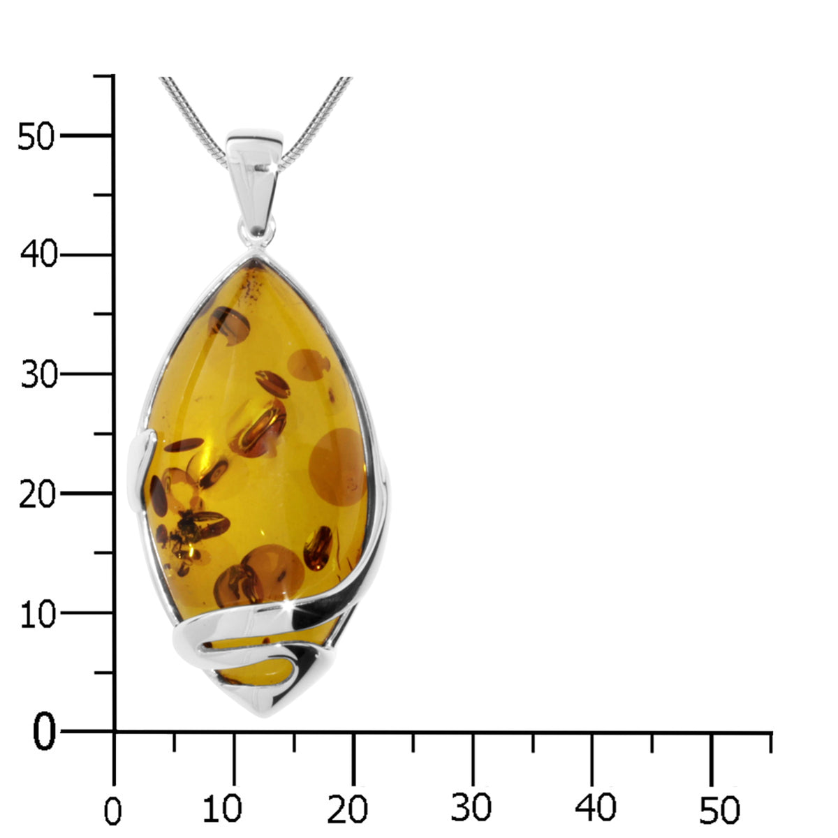 Kette mit Anhänger Silber 925/000, 50 cm, Bernstein