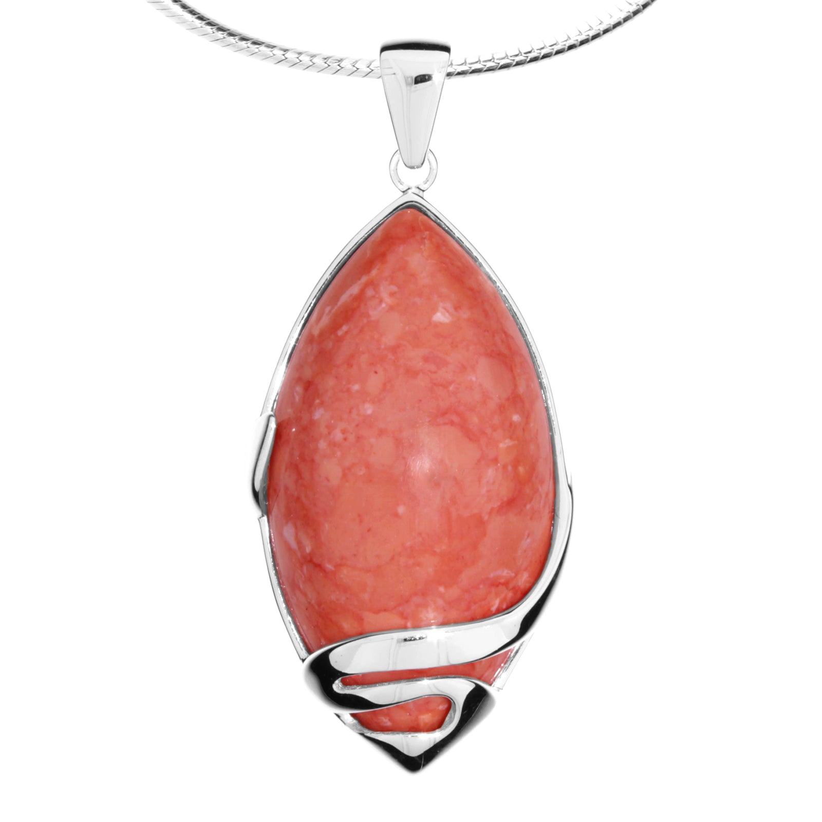 Kette mit Anhänger Silber 925/000, 50 cm, rek. Koralle
