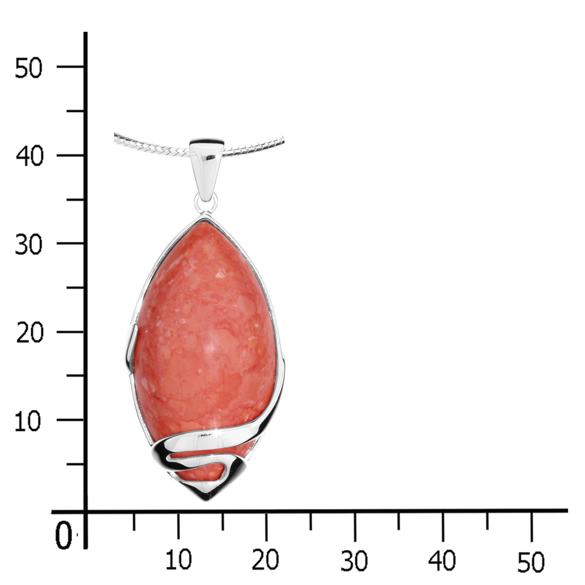 Kette mit Anhänger Silber 925/000, 50 cm, rek. Koralle