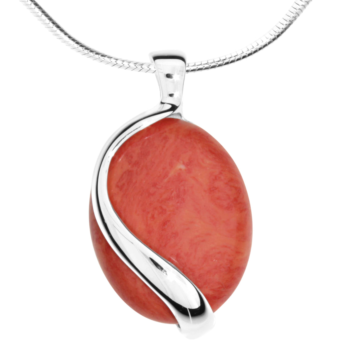 Kette mit Anhänger Silber 925/000, 45 cm, rek. Koralle