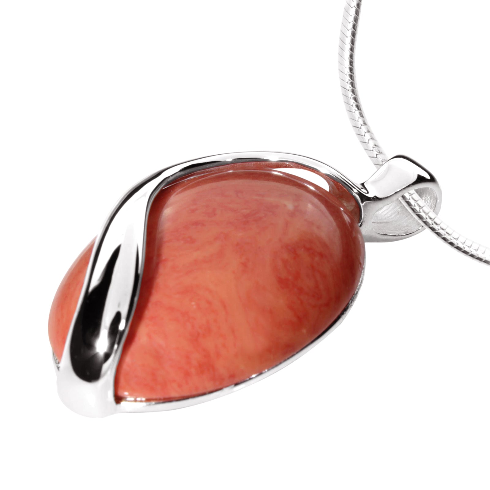 Kette mit Anhänger Silber 925/000, 45 cm, rek. Koralle