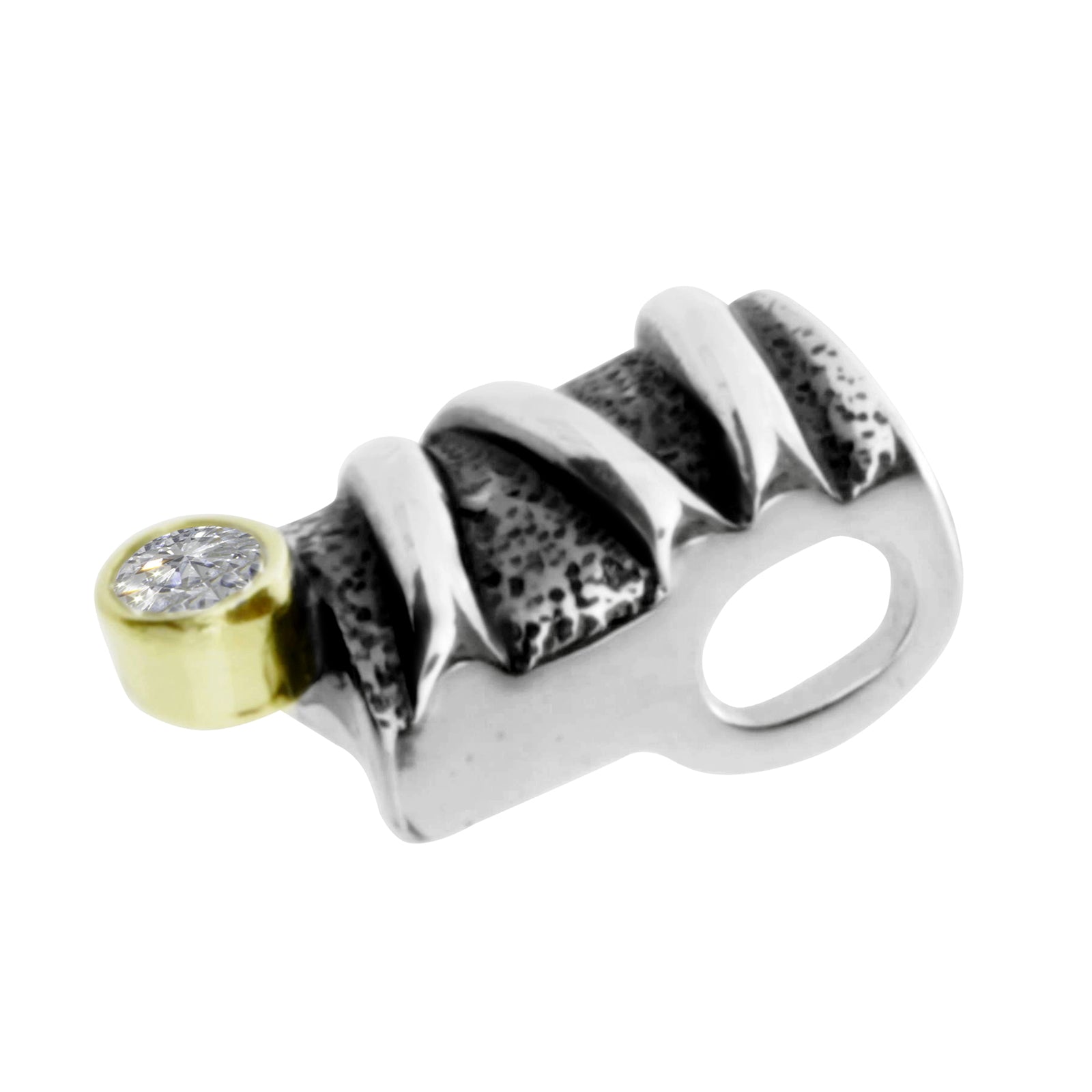 Anhänger-Gleiter Silber 925/000, Zirkonia in 585/000 Gold gefasst