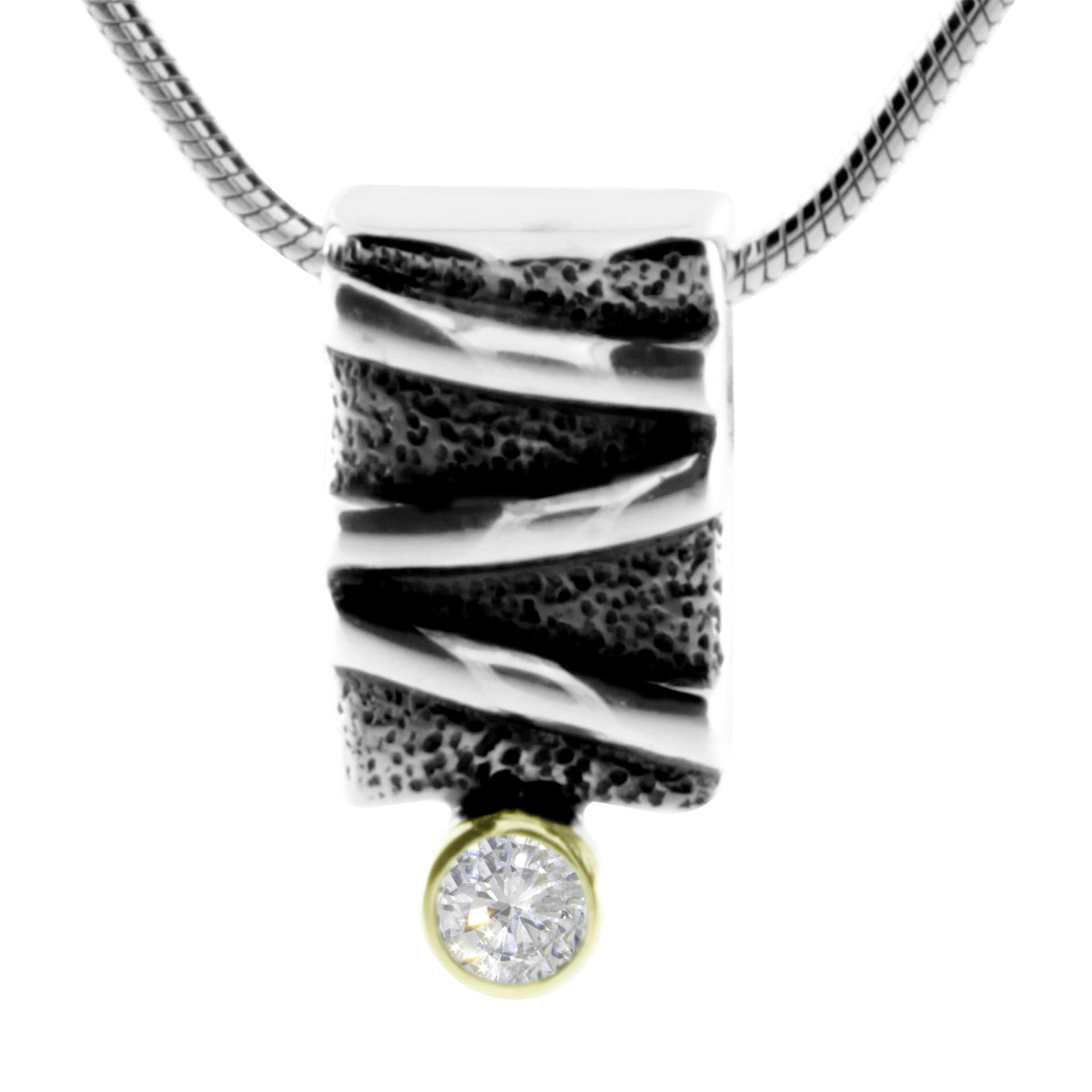 Kette mit Anhänger Silber 925/000, 45 cm, Zirkonia in 585/000 Fassung