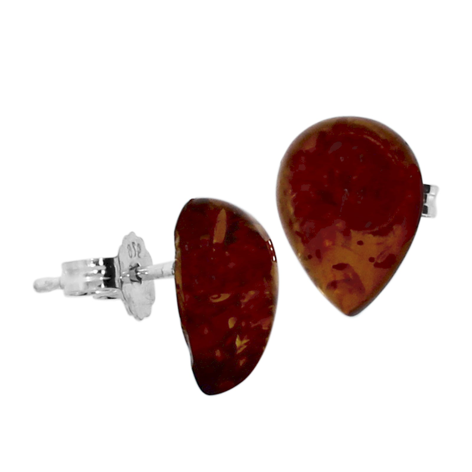 Ohrstecker Tropfen Silber 925/000, Bernstein