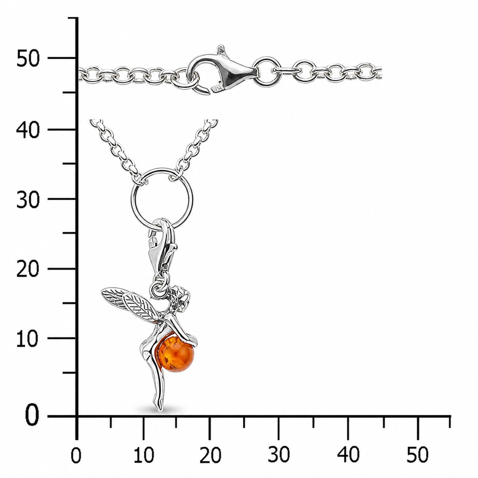 Charmskette mit Anhänger Elfe, 45 cm,  Silber 925/000