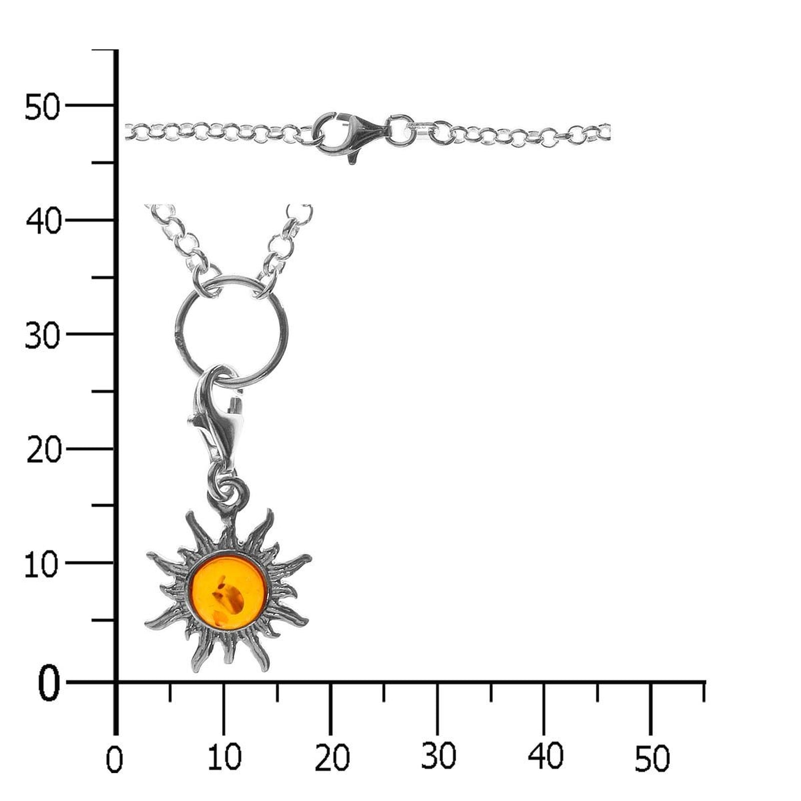Charmskette mit Anhänger Sonne, 45 cm,  Silber 925/000