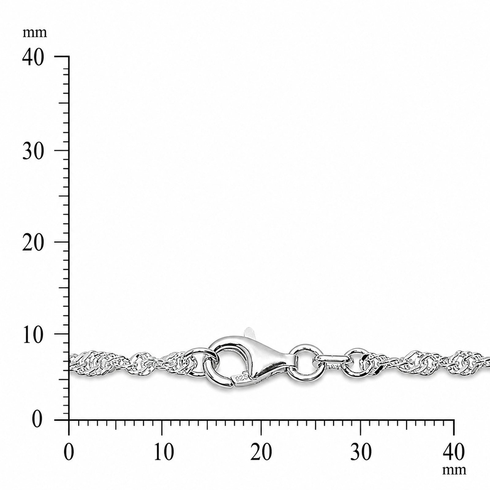 Kette Silber 925/000, Singapur 2,3 mm breit -Länge wählbar-
