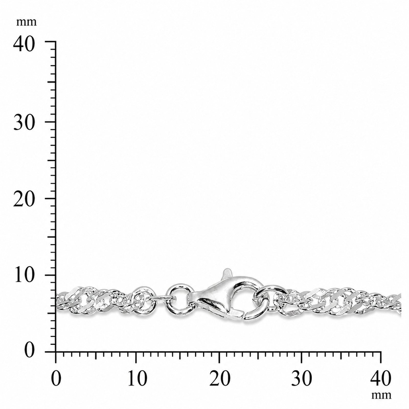 Kette Silber 925/000, Singapur 3,3 mm breit -Länge wählbar-