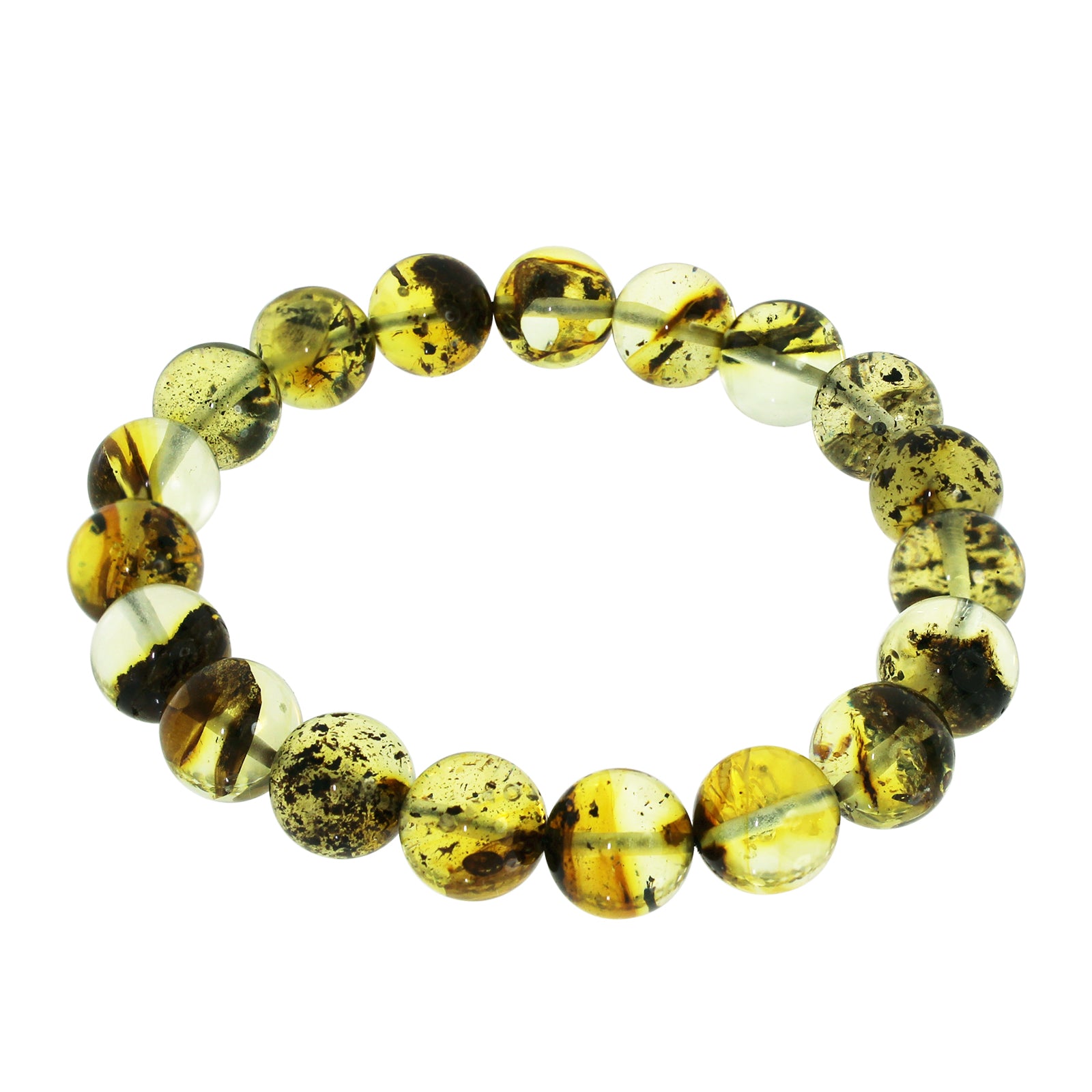 Bernsteinarmband, Kugel 10 mm, 19 cm, Gummizug