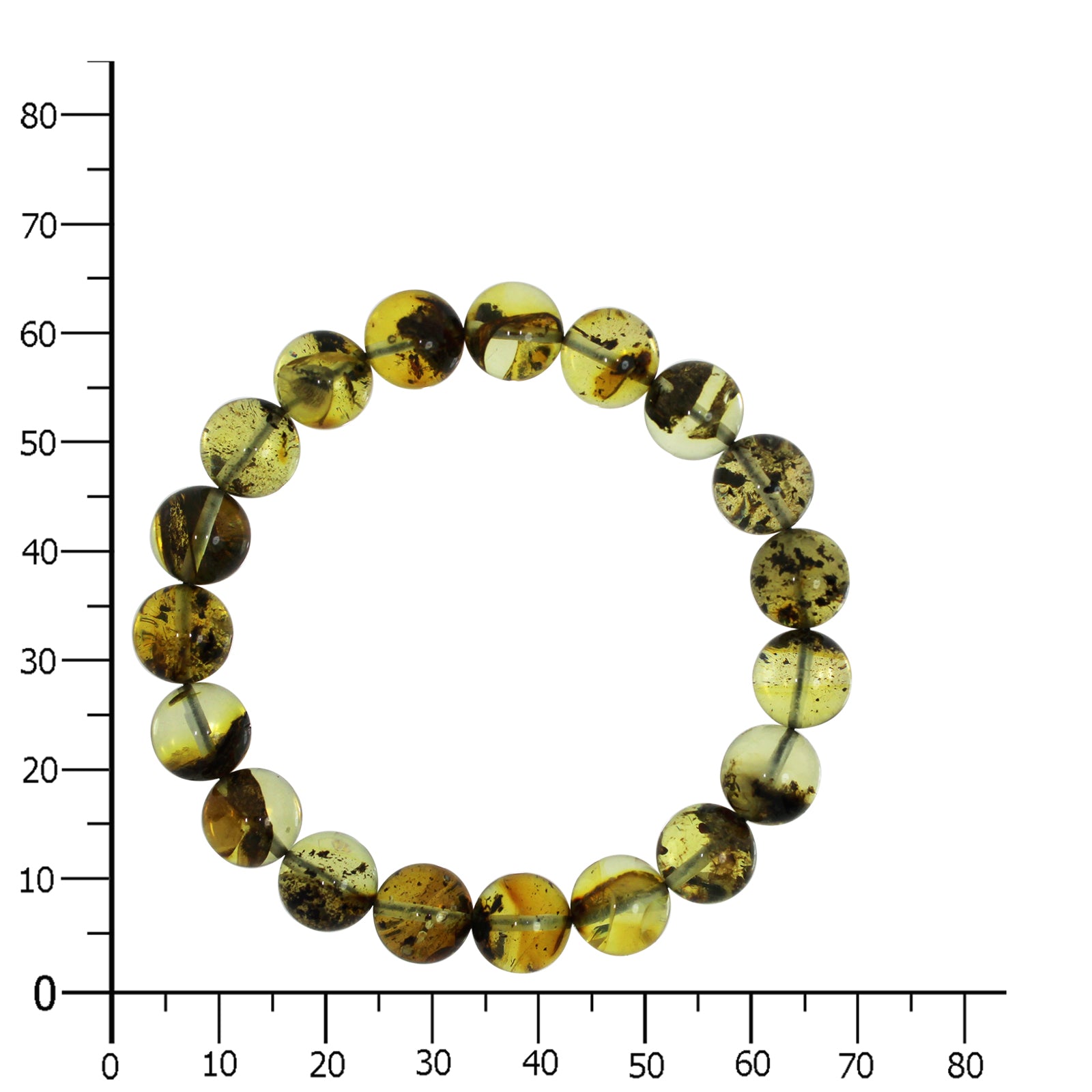 Bernsteinarmband, Kugel 10 mm, 19 cm, Gummizug