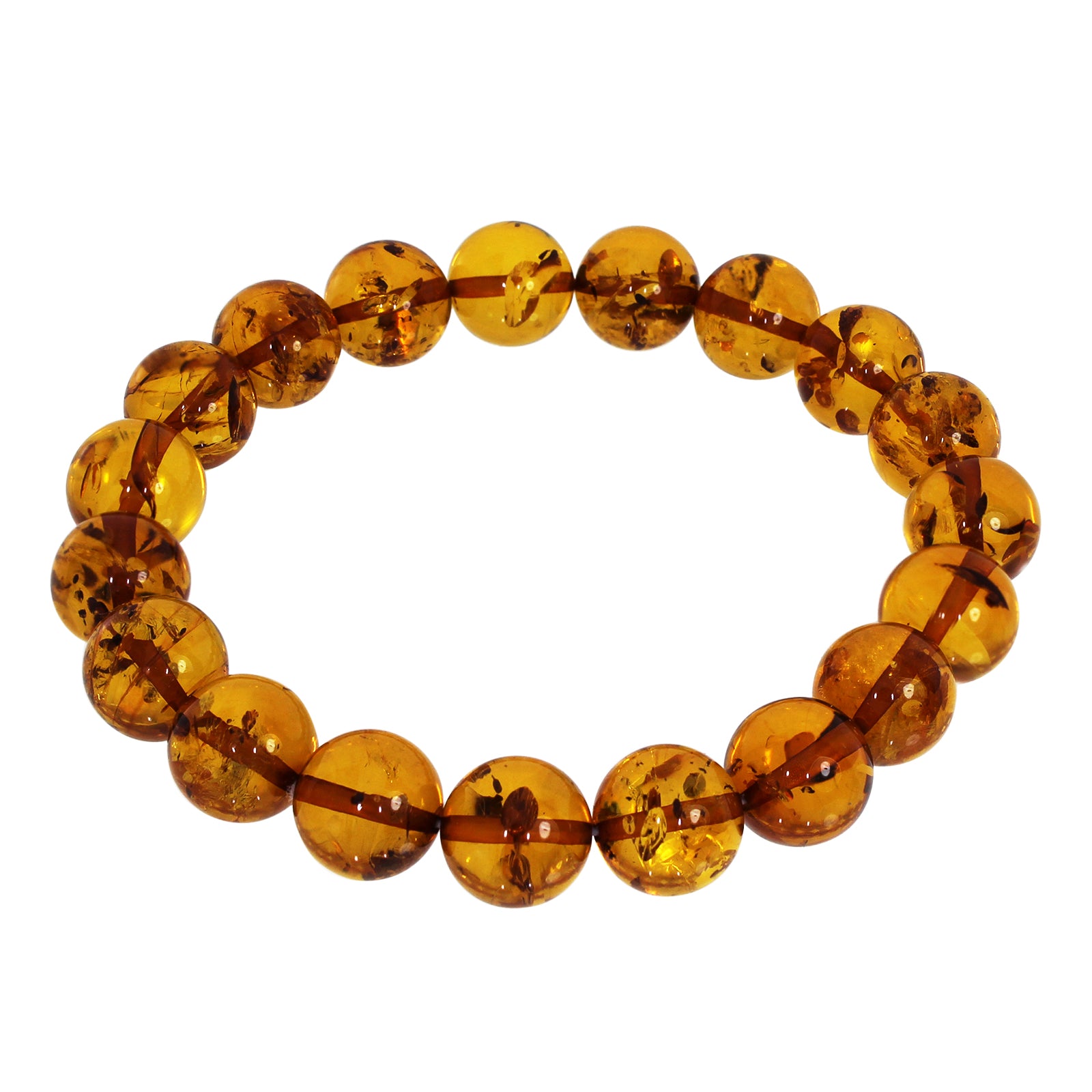 Bernsteinarmband, Kugel 10 mm, 19 cm, Gummizug