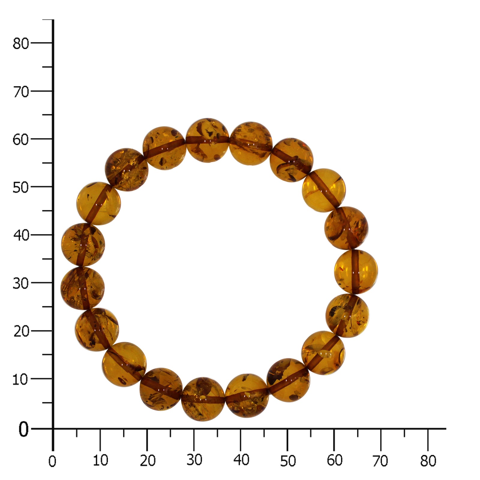 Bernsteinarmband, Kugel 10 mm, 19 cm, Gummizug