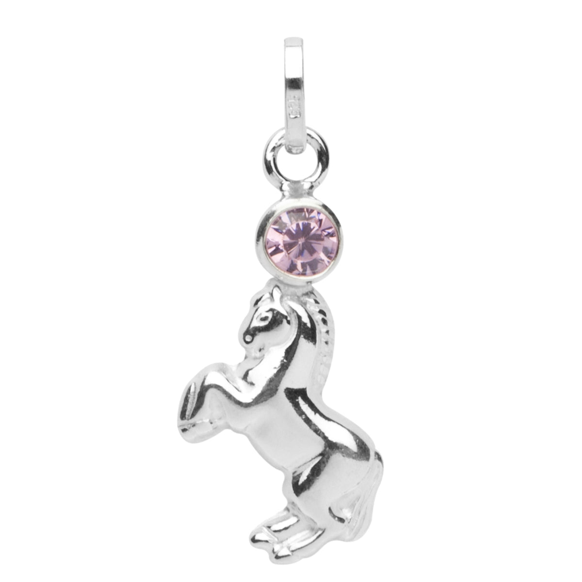 Anhänger "Pferd", Silber 925/000, Zirkonia pink