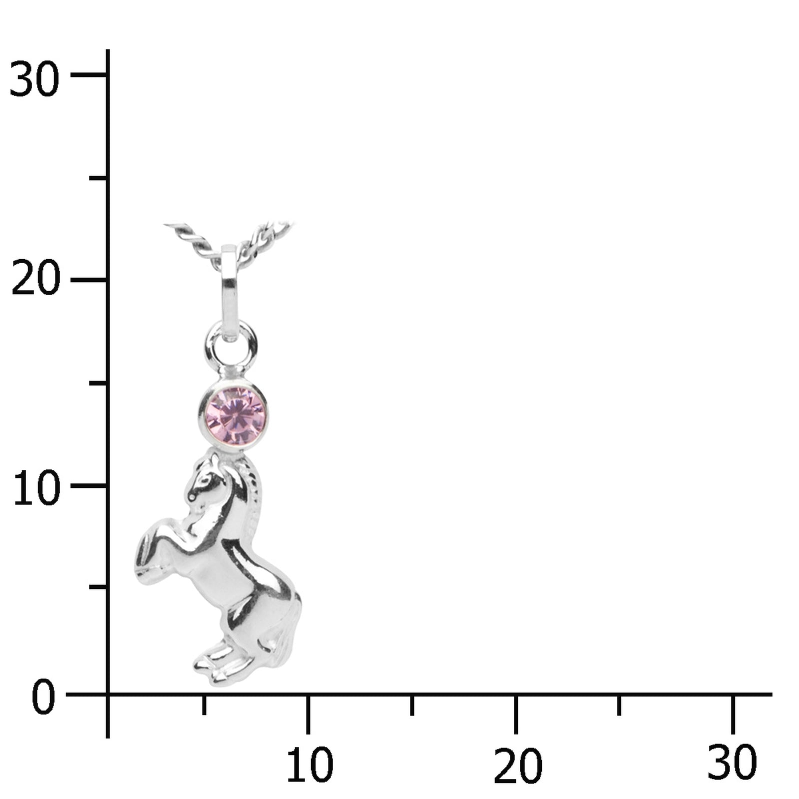Anhänger "Pferd", Silber 925/000, Zirkonia pink