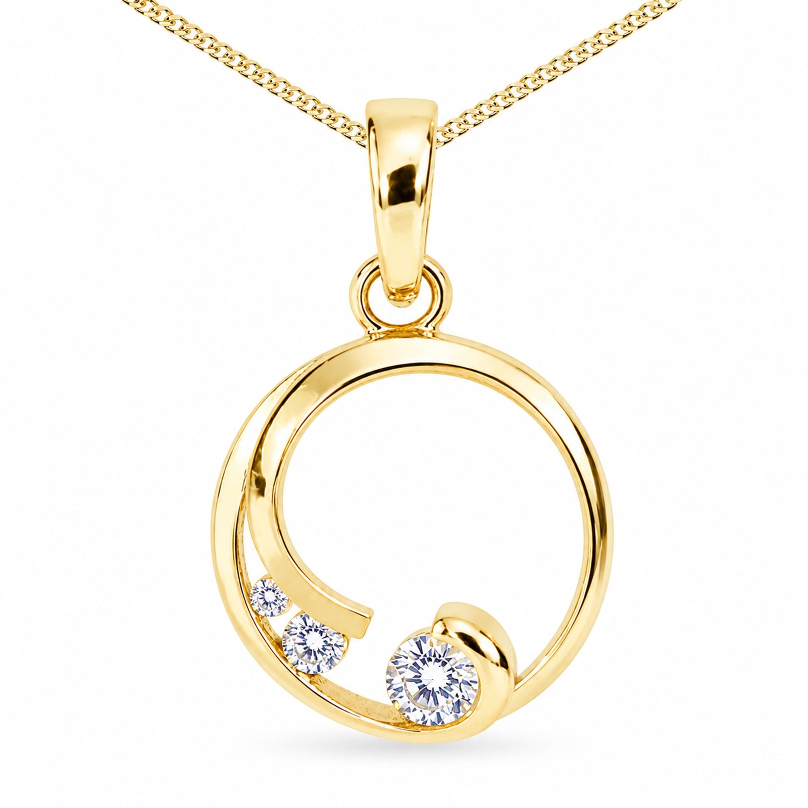 Kette mit Anhänger Gold 333/000, Zirkonia -Länge wählbar-