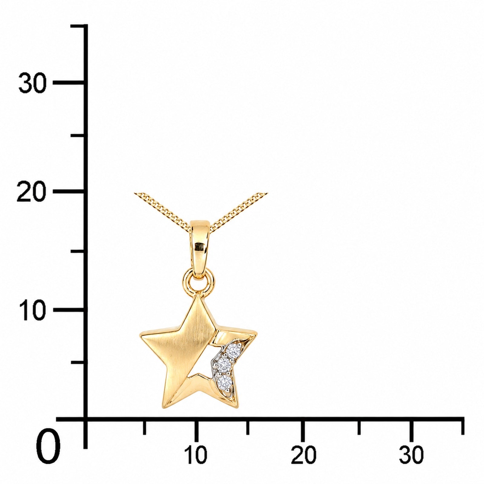 Kette mit Anhänger Gold 333/000, Stern, Zirkonia -Länge wählbar-