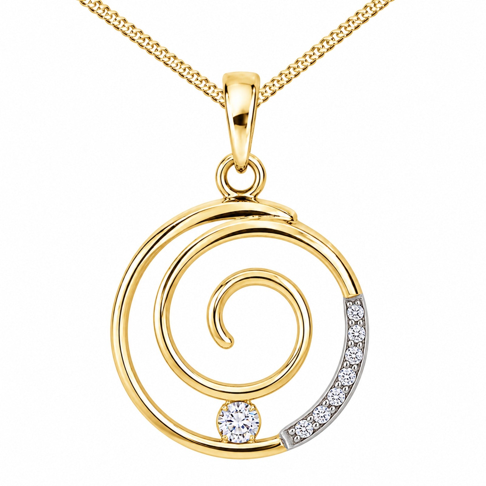 Kette mit Anhänger Gold 333/000, Spirale, Zirkonia -Länge wählbar-